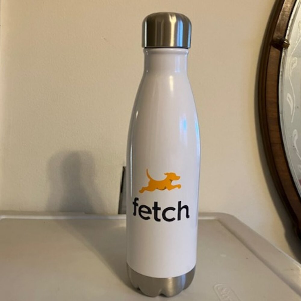 White Stainless Steel fetch Water Bottle NIB